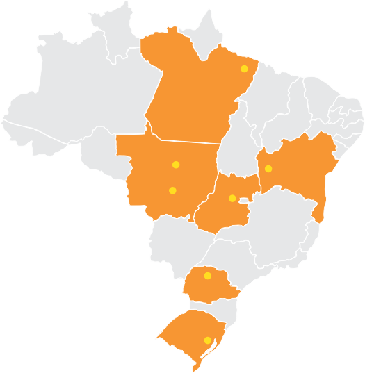 Mapa do Brasil com presença do Grupo Sulina